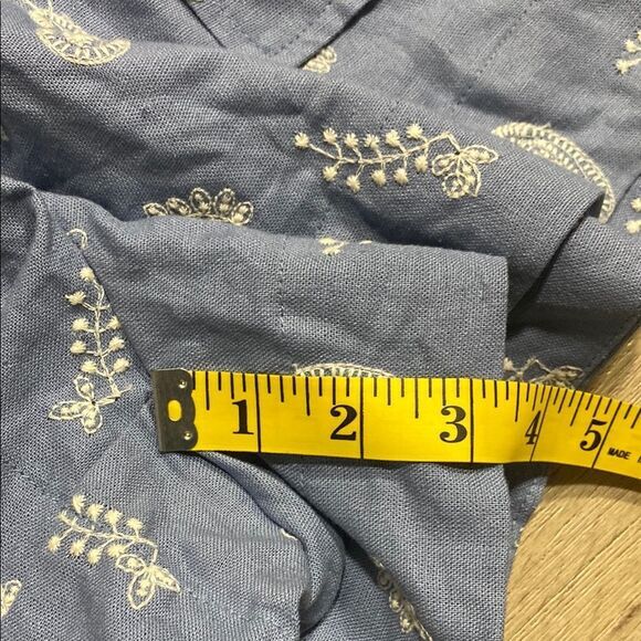 House of Harlow Boho Embroidered Paisley Linen Blend Paperbag Shorts Sz L - Picture 12 of 13